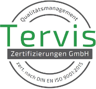 Tervis Zertifikat DIN EN ISO 9001:2015 Tervis Zertifikat DIN EN ISO 9001:2015